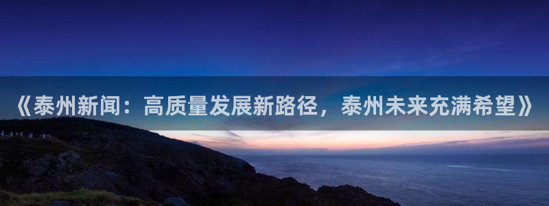 《泰州新闻：高质量发展新路径，泰州未来充满希望》